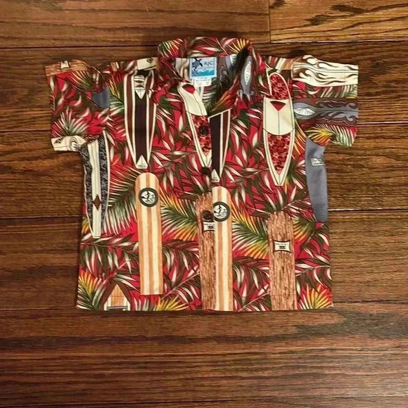 RJC Other - RJC Made In Hawaii Boys Button Down Shirt With Surf Board & Palm Tree Design 3T